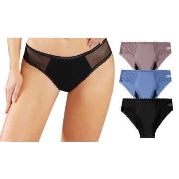 Menstruationstrusse med mesh-og blondedetalje